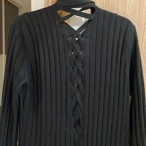 NWOT Long sweater Cartigan sexy tied up back laced sz M